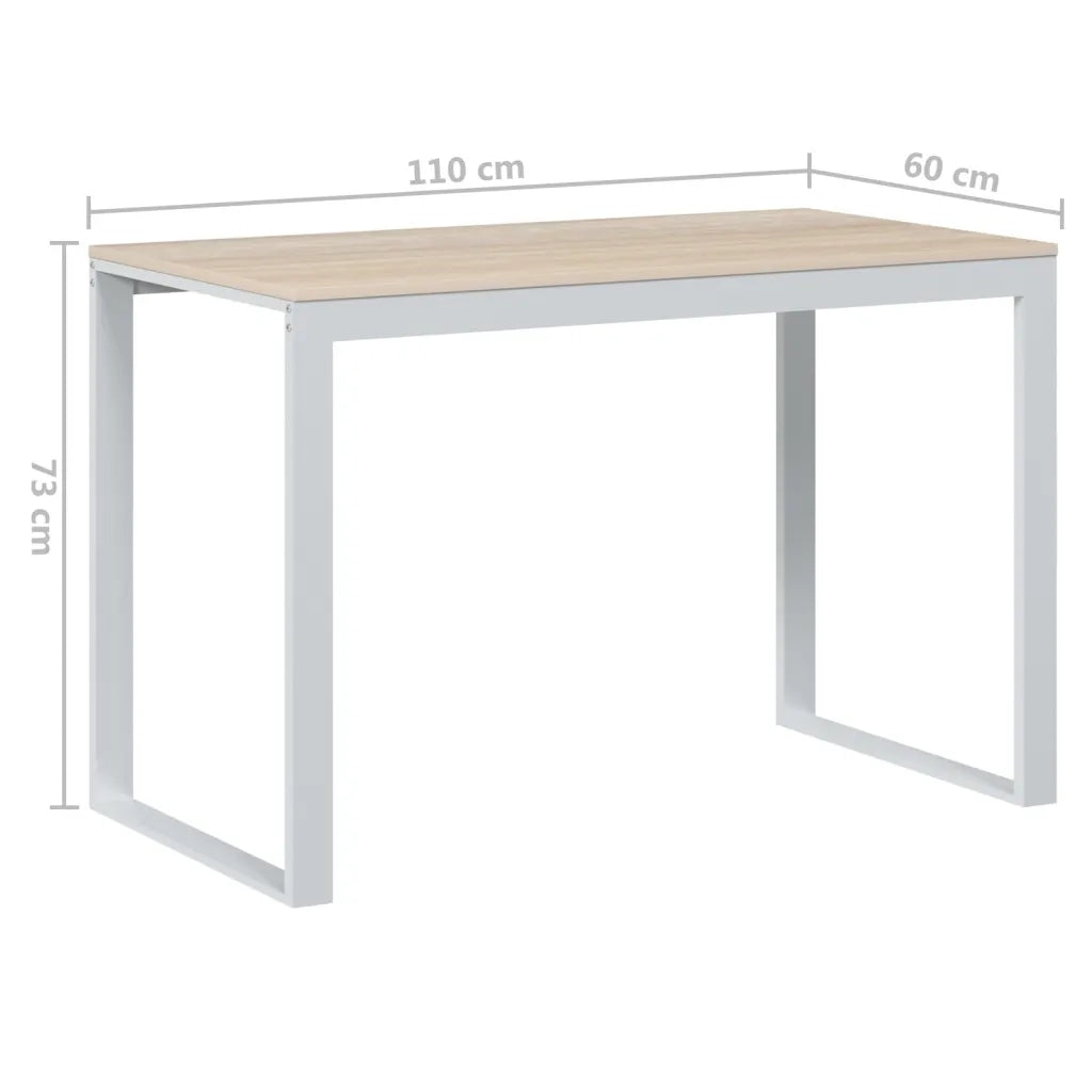 Scrivania Computer Bianca e Rovere 110x60x73 Legno Multistrato