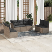 Set Divani da Giardino 7 pz con Cuscini Grigio in Polyrattan 3217410