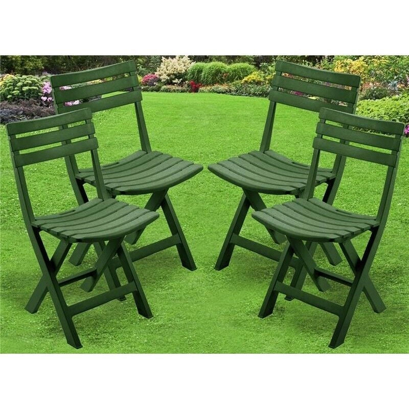 4 SEDIE BIRKI VERDI IN RESINA DA GIARDINO PIEGHEVOLI SALVASPAZIO MODELLO BIRRERIA