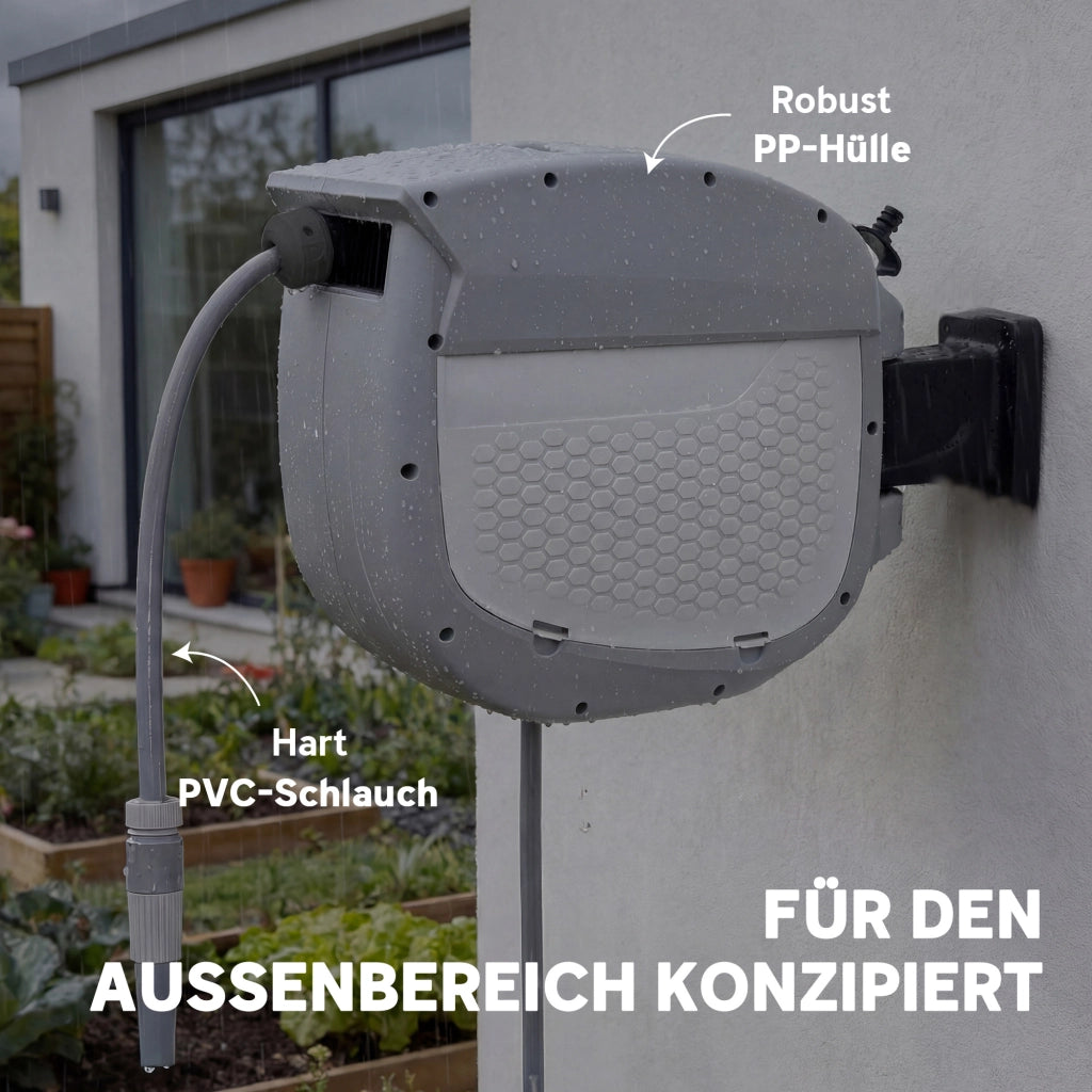 Avvolgitubo per Giardino con Tubo 30 m ¨C zephmum ¨C 180¡ã Girevole, Avvolgimento Automatico