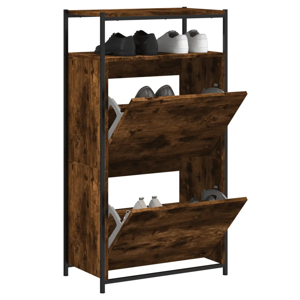 Scarpiera-Scaffale per scarpe Rovere Fumo 60x34x112 cm in Legno Multistrato