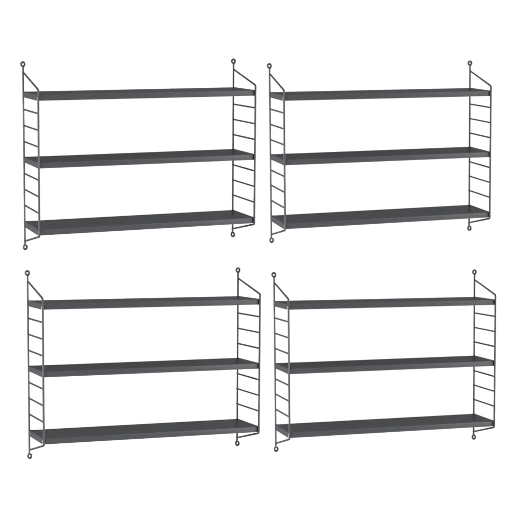 Set di 4 mensole da parete in acciaio 50 x 60 x 15 cm grigio scuro 03_0009876