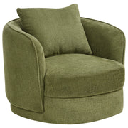 Poltrona Verde Poliestere Cuscino Girevole Sfoderabile Schienale Rotondo Stile Retro Glam Soggiorno