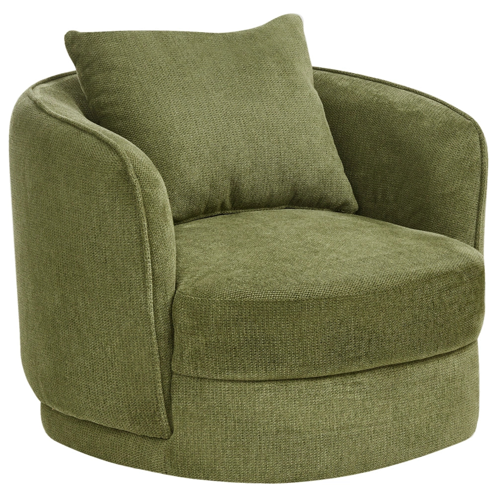 Poltrona Verde Poliestere Cuscino Girevole Sfoderabile Schienale Rotondo Stile Retro Glam Soggiorno