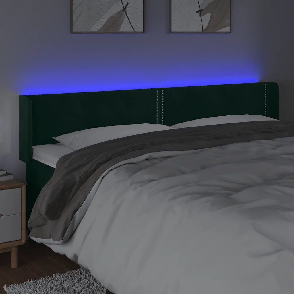Testiera a LED Verde Scuro 203x16x78/88 cm in Velluto 3123165