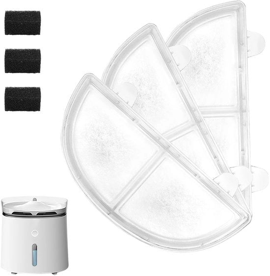 Filtro a tre parti per fontane per animali, sistema di filtrazione tripla per gatti, tre spugne per fontane per gatti, carbone attivo, Modello WF20/CF20, pompe per fontane ad acqua wireless