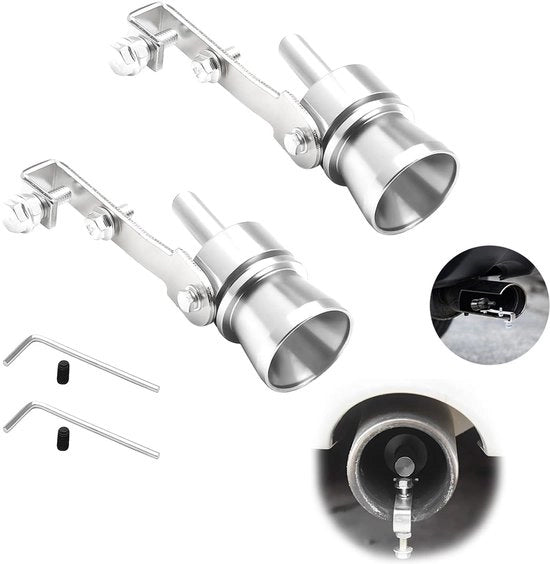 Sistema di Scarico Turbo Silenziante - Materiale: Alluminio - Demodulatore di Rumore - Flauto di Scarico Turbo Universale - 2 Pezzi - Dimensione S
