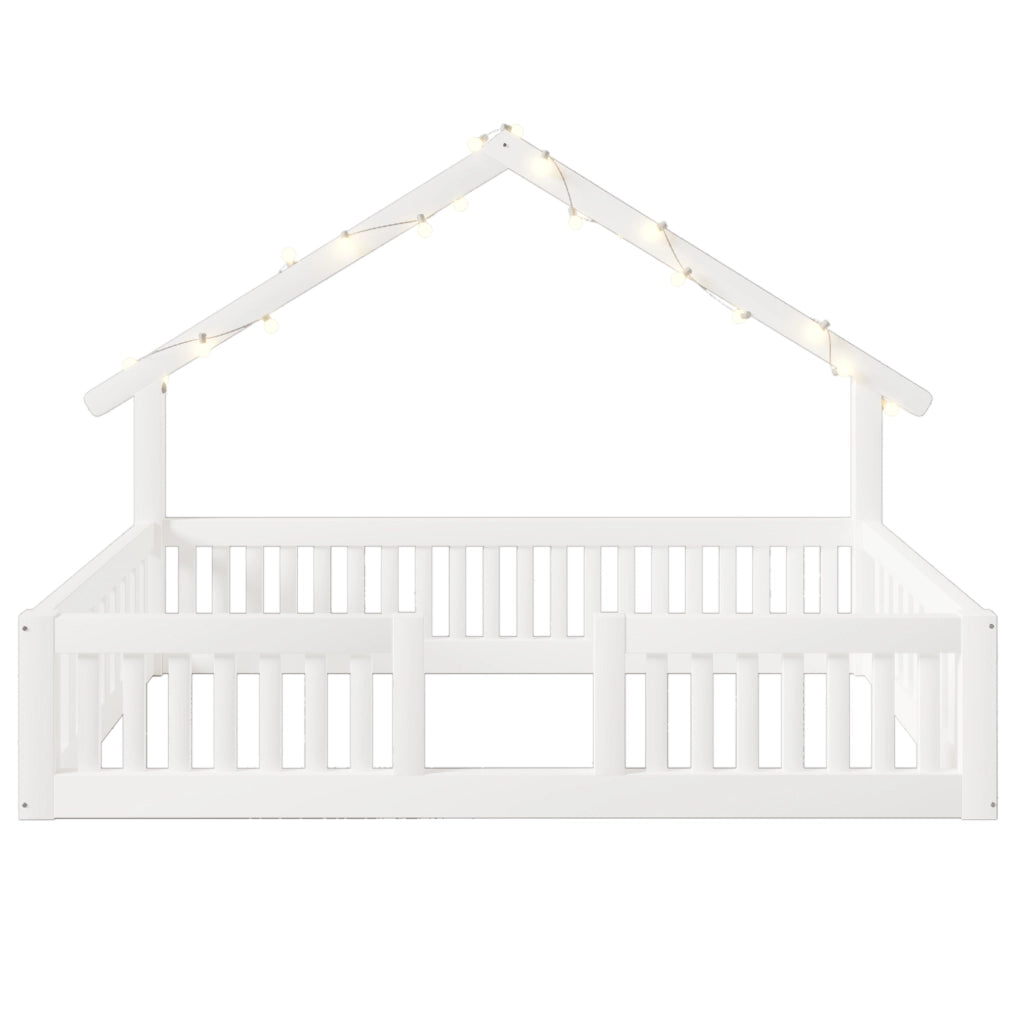 LETTO a casetta 90x200 cm in legno bianco con luci LED