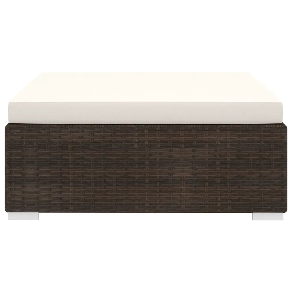 Poggiapiedi Modulare 1 pz con Cuscino in Polyrattan Marrone 46801
