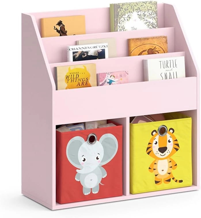 Libreria bambini Luigi, rosa, 72 x 79 cm Senza box pieghevole, combinabile per riporre libri e giocattoli