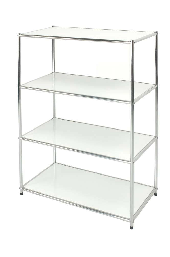 Easy scaffale metallico libreria cromata con 4 ripiani bianchi  40x80x120  cucina bagno garage cabina armadio