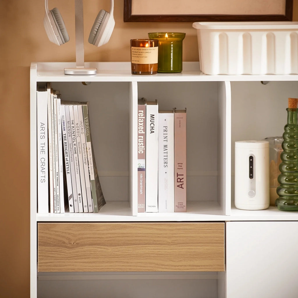 SoBuy Libreria Multiuso con 5 Cubi Portaoggetti, Scaffale Salvaspazio L72*P30*A110cm STR11-WN