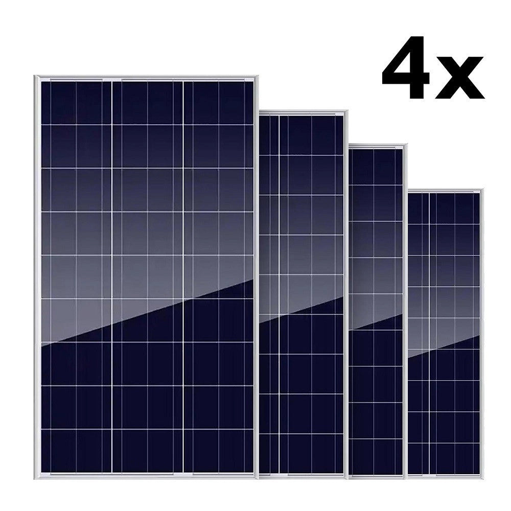 Trade Shop - Set 4pz Pannello Per Energia Solare Fotovoltaico Policristallino 100w 18v Batteria -