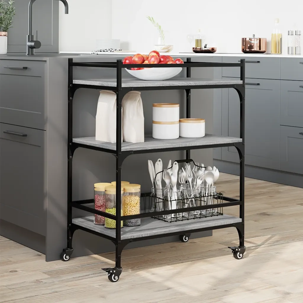 Carrello da Cucina Grigio Sonoma 65x40x86,5cm Legno Multistratocod mxl 90140