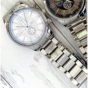 Trade Shop - Orologio Polso Zcc Uomo Analogico Acciaio Moderno Crono Silver Quadrante Bianco -