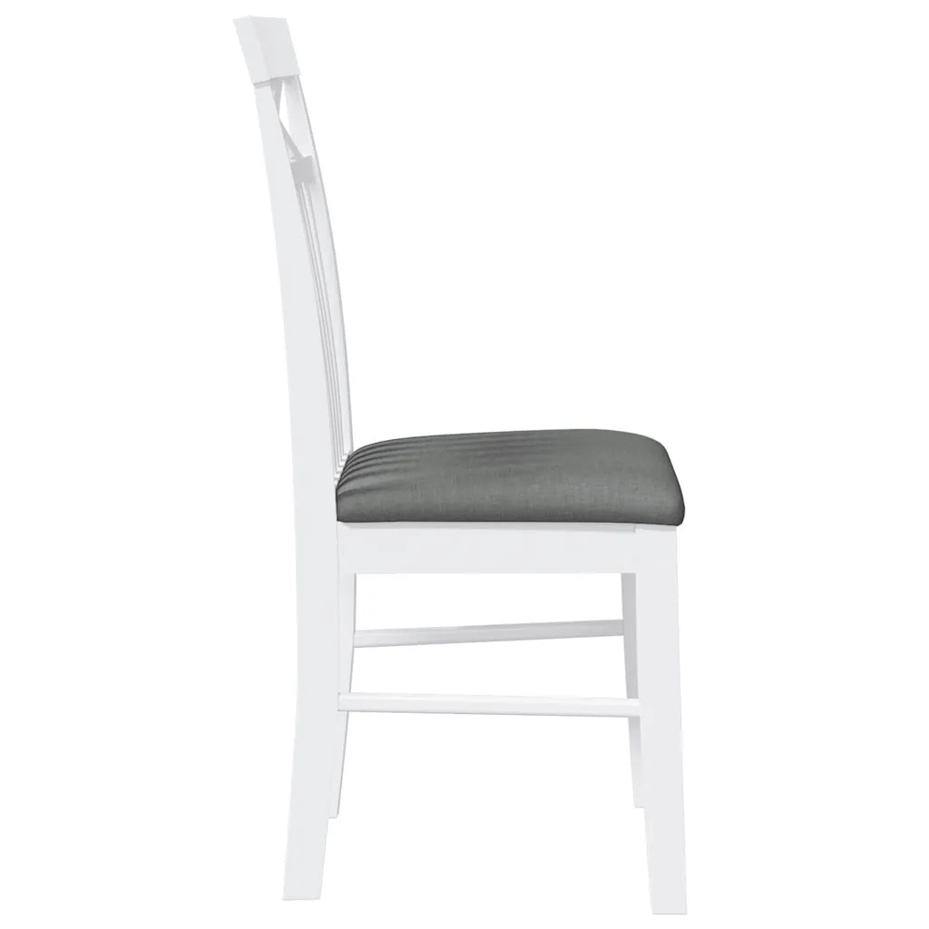 Sedie da Pranzo con Cuscini 2 pz Bianco Legno Massello di Hevea 4102413