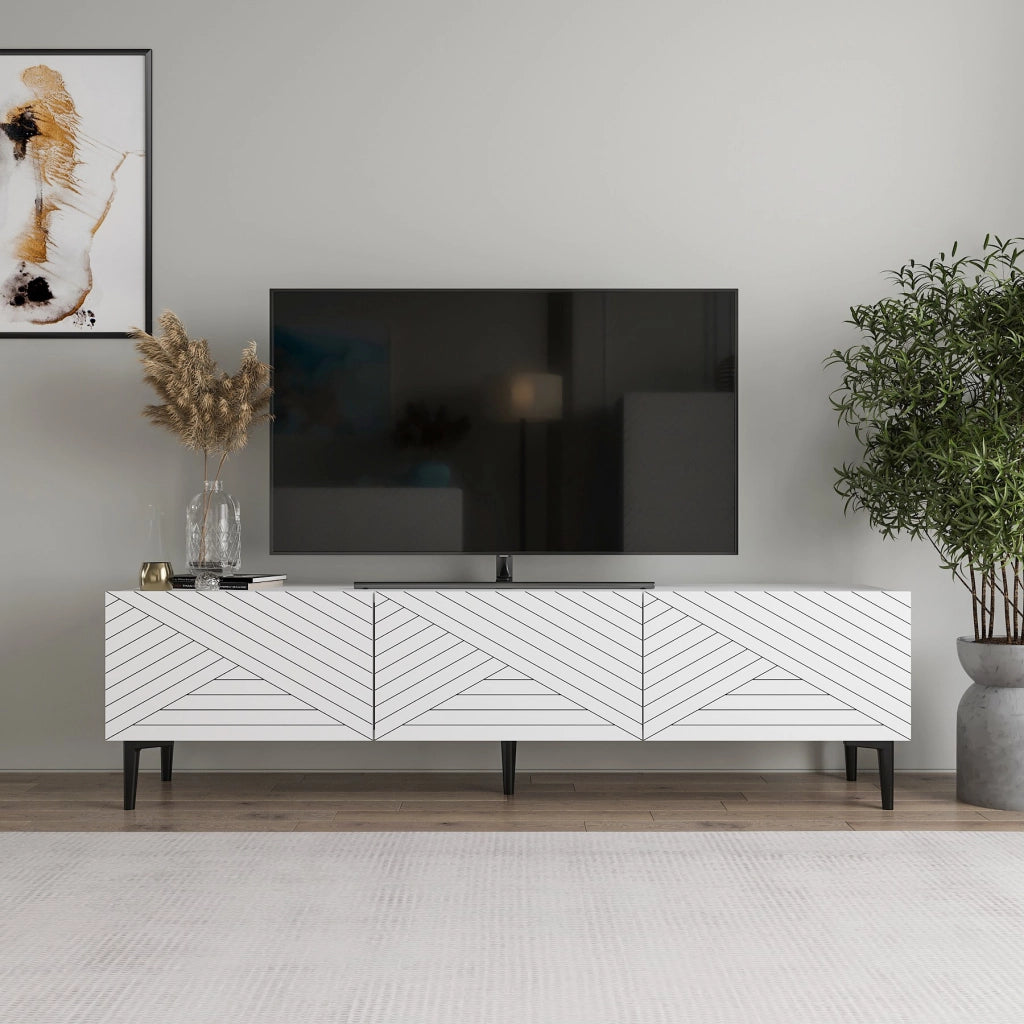 Porta TV in legno "Felix" - 160 x 31 x 44 cm - Bianco
