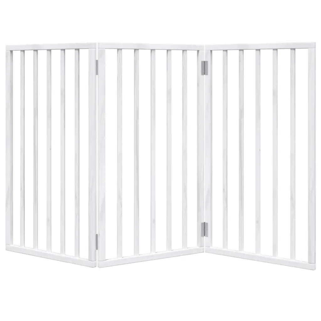 Cancello per Cani Pieghevole 3 Pannelli Bianco 150 cm Pioppo
