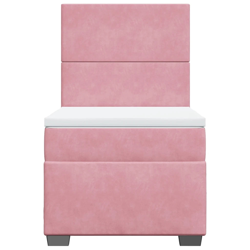 Giroletto a Molle con Materasso Rosa 90x190 cm in Velluto 3293085
