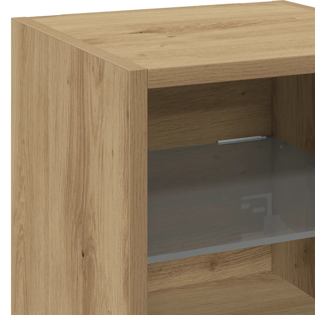 Mobili TV a Parete con Luci LED 2 pz Rovere Artigianale