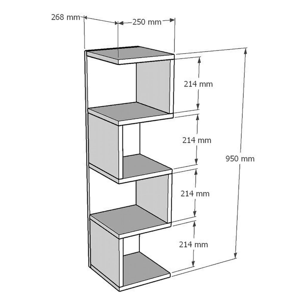 Biblioteca Cissone, Libreria 3 Ripiani, 27x25x95h cm Bianco
