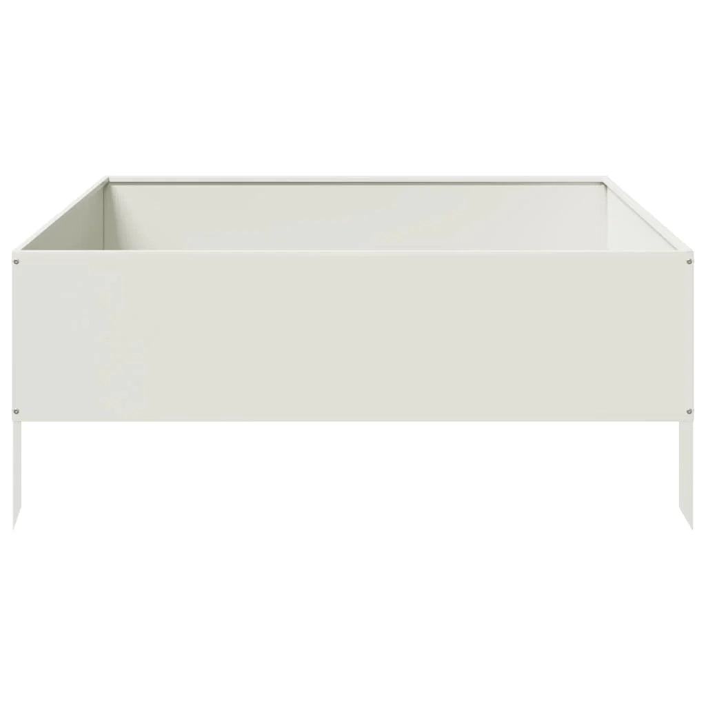 Fioriera rialzata per piante fiori patio giardino 100 x 100 x 25 cm acciaio bianco 02_0039265
