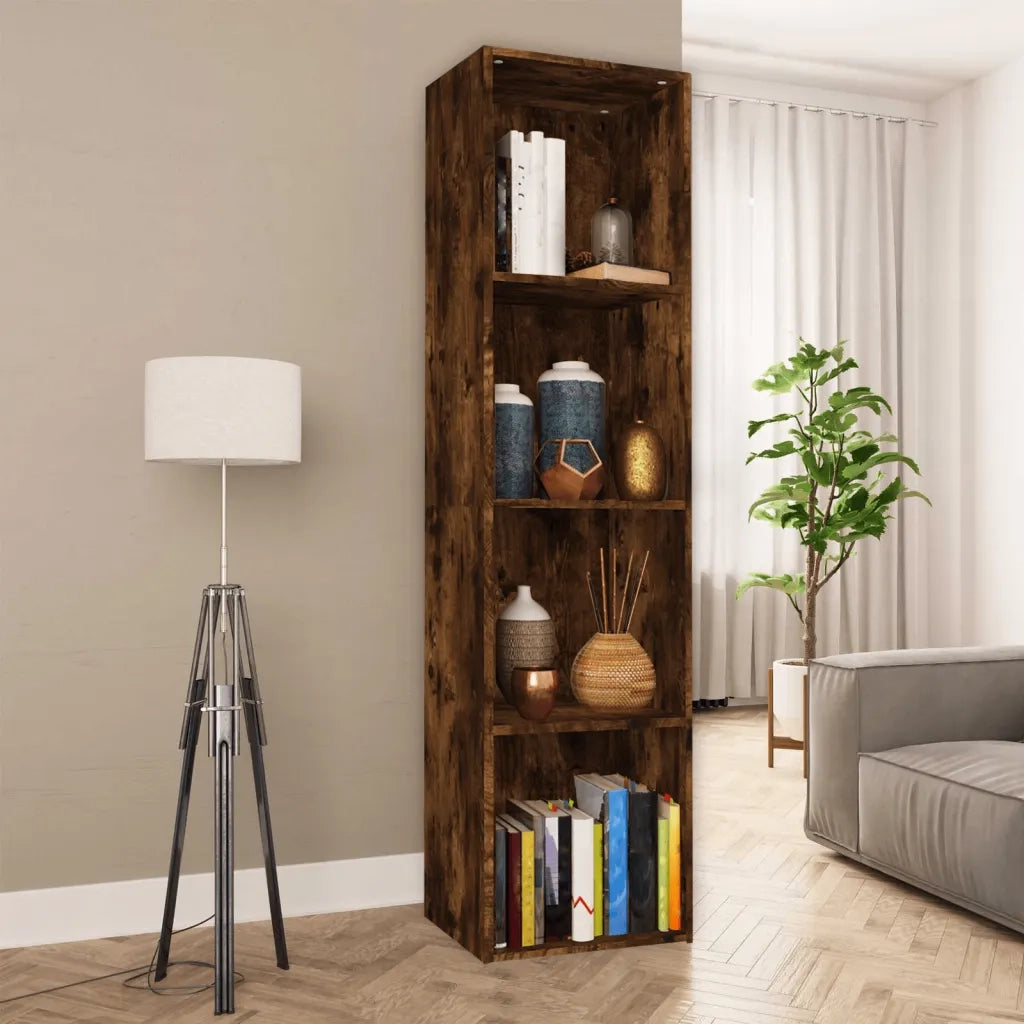 Libreria-Mobile TV Rovere Fumo 36x30x143cm in Legno Multistrato