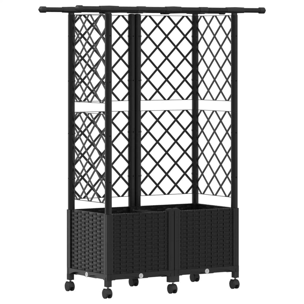 Letto Rialzato con Griglia e Tetto Nero 124 x 40 x 142 cm PP 3423038