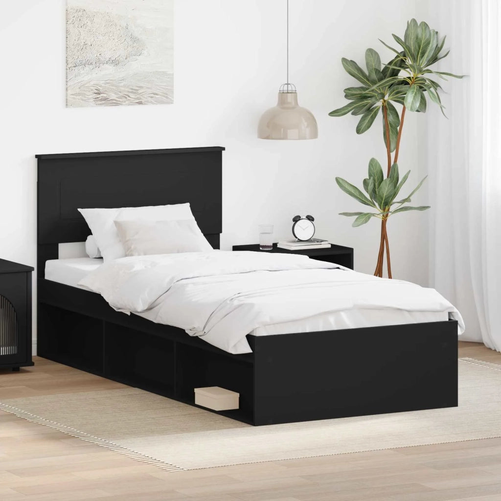 Struttura del letto Nero 75 x 190 cm Legno multistrato