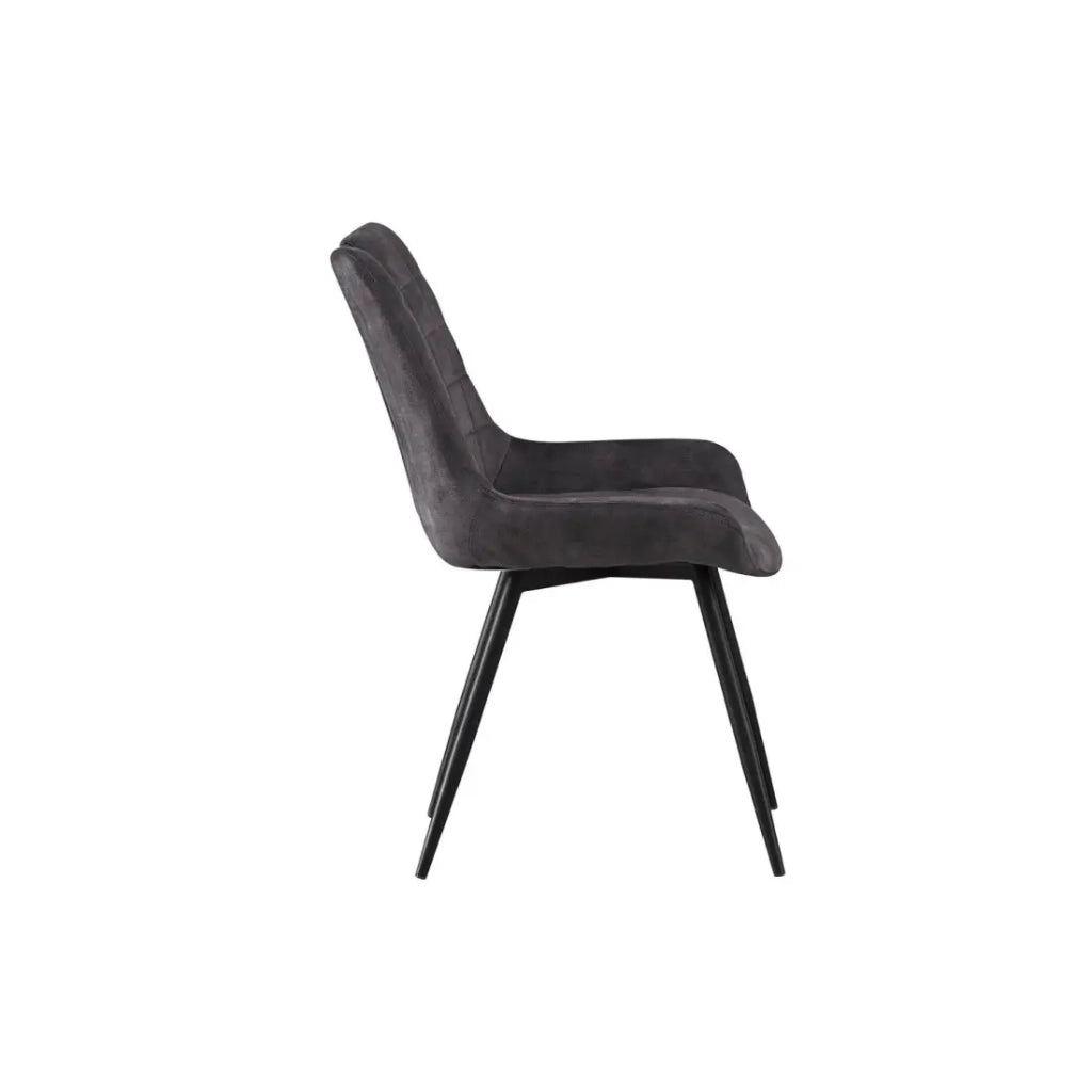 Sedia NINO – Velluto grigio e gambe in metallo nero – H84 × L56 × P62.5 cm