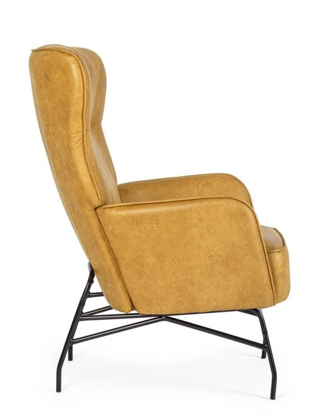 Poltrona Soggiorno 70x84x109 cm Nasira in Ecopelle Senape