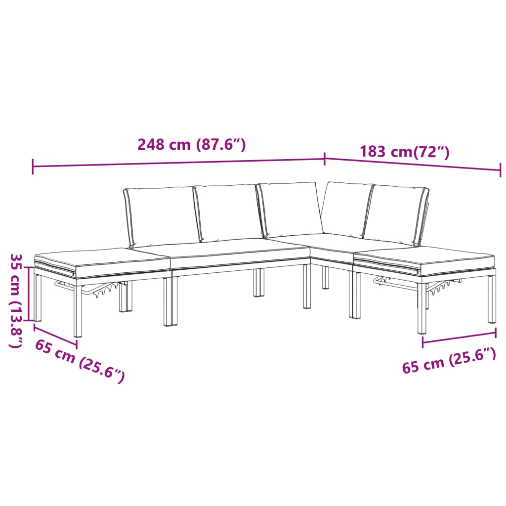 vidaXL Set Divani da Giardino 4 pz con Cuscini in Alluminio Nero