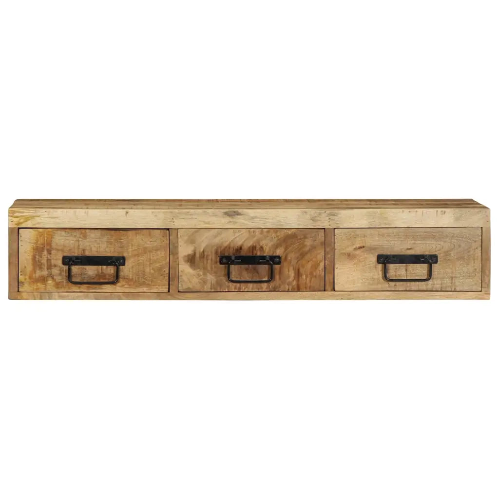 Mobile TV a Parete 100x30x19 cm Legno Grezzo Massello di Mango 4017464
