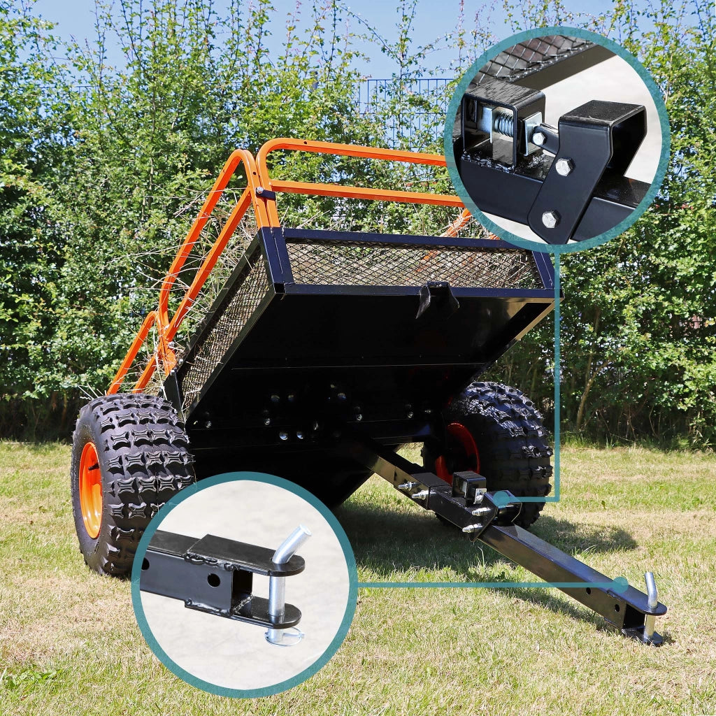 Rimorchio ribaltabile per trattorino 680kg 216x122x76,2 cm, con laterali rimovibili