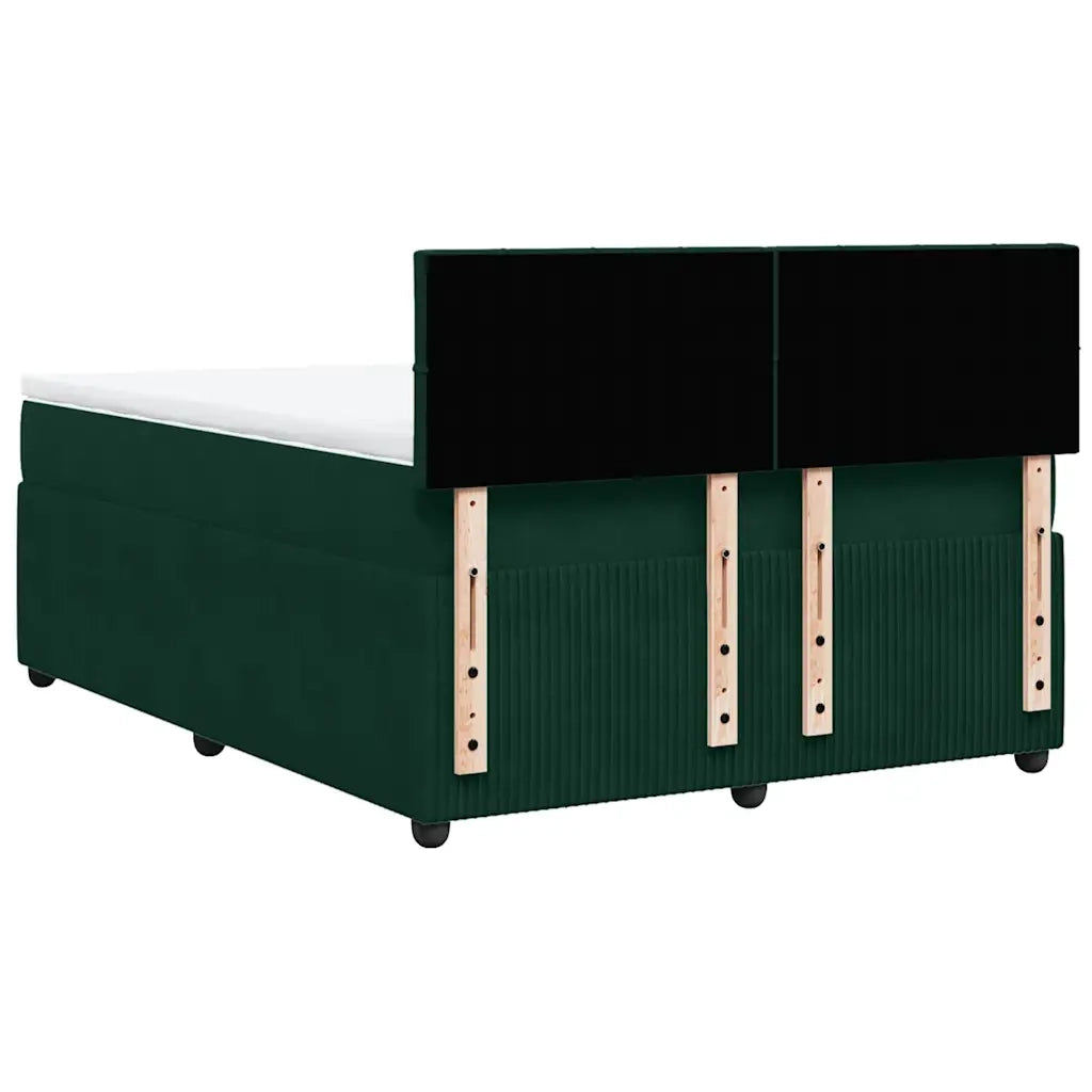 Giroletto a Molle con Materasso Verde Scuro 140x200 cm Velluto