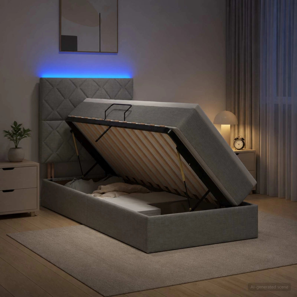 Letto con contenitore LED e materasso Grigio Chiaro 3459987