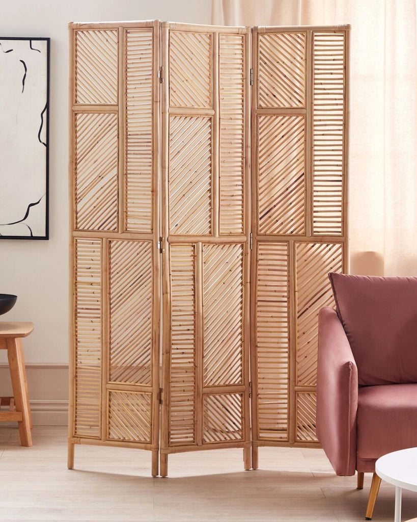 Divisorio per la stanza Telaio in rattan naturale 3 pannelli pieghevoli Schermo decorativo in vimini Divisorio