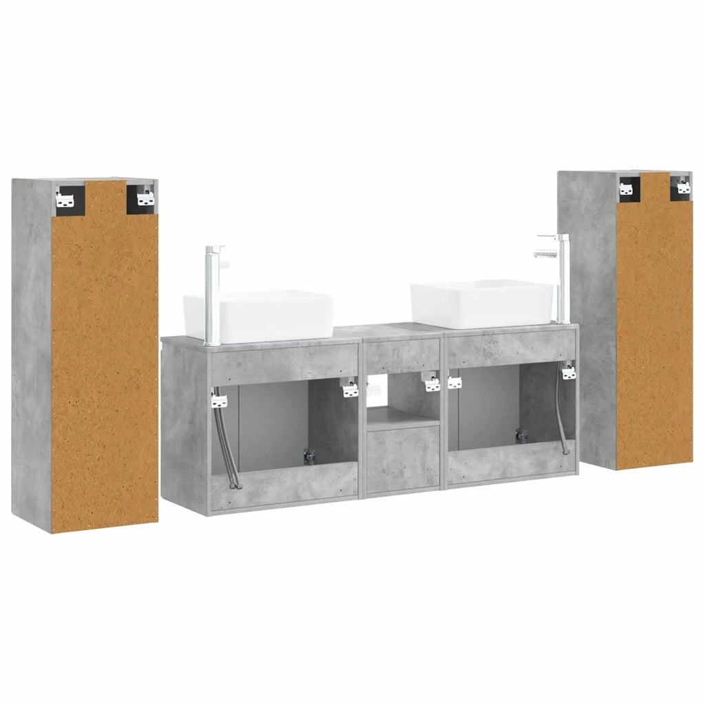 Set di mobili per il bagno 5 pz Grigio Cemento 3405996