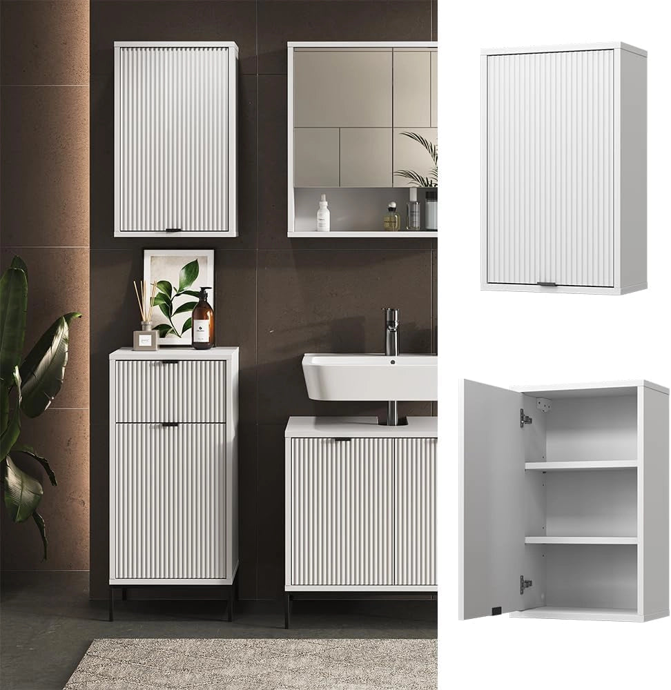 Bagno Eliza, Bianco, 40 x 65 cm con una porta, adatto per l'installazione a parete per riporre accessori da bagno