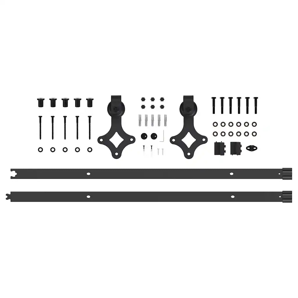 Kit di Binari per Porte Scorrevoli 213,5 cm Acciaio Nero