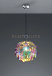 CLOVER SOSPENSIONE PIGNA IRIDESCENTE D. 40cm 1 LUCE ATTACCO E27