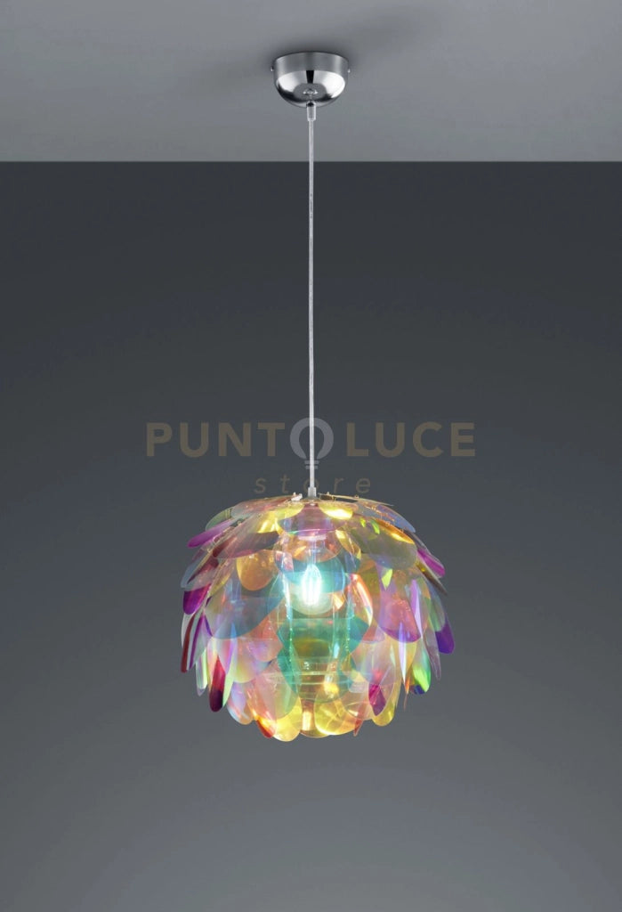 CLOVER SOSPENSIONE PIGNA IRIDESCENTE D. 40cm 1 LUCE ATTACCO E27