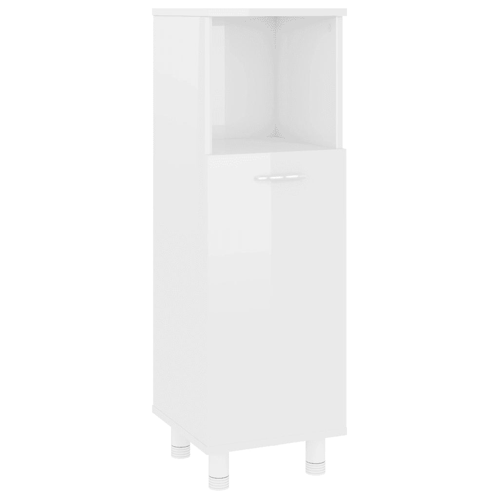 Mobile da Bagno Bianco Lucido 30x30x95 cm in Legno Multistrato 802621