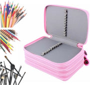 Organizzatore di matite multi strato con grande capacità, rosso con tasca portatile