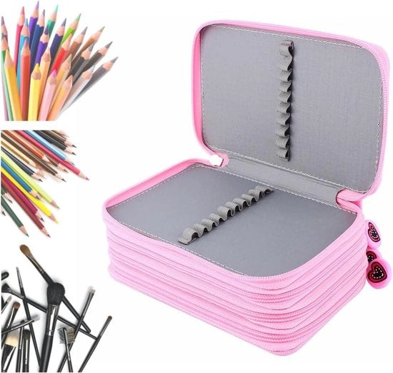 Organizzatore di matite multi strato con grande capacità, rosso con tasca portatile