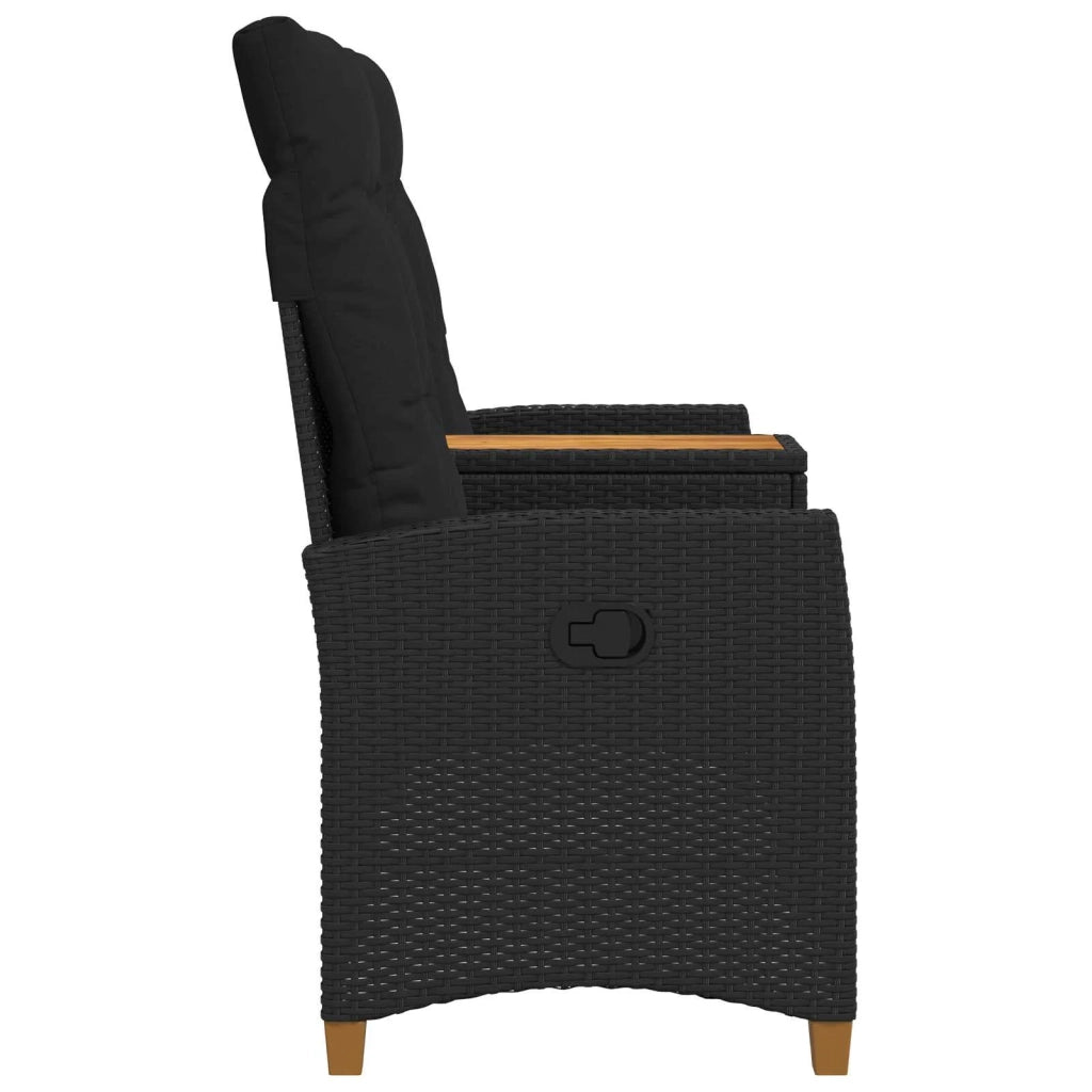 Panchina reclinabile con tavolo Nero 126 x 65 x 112 cm