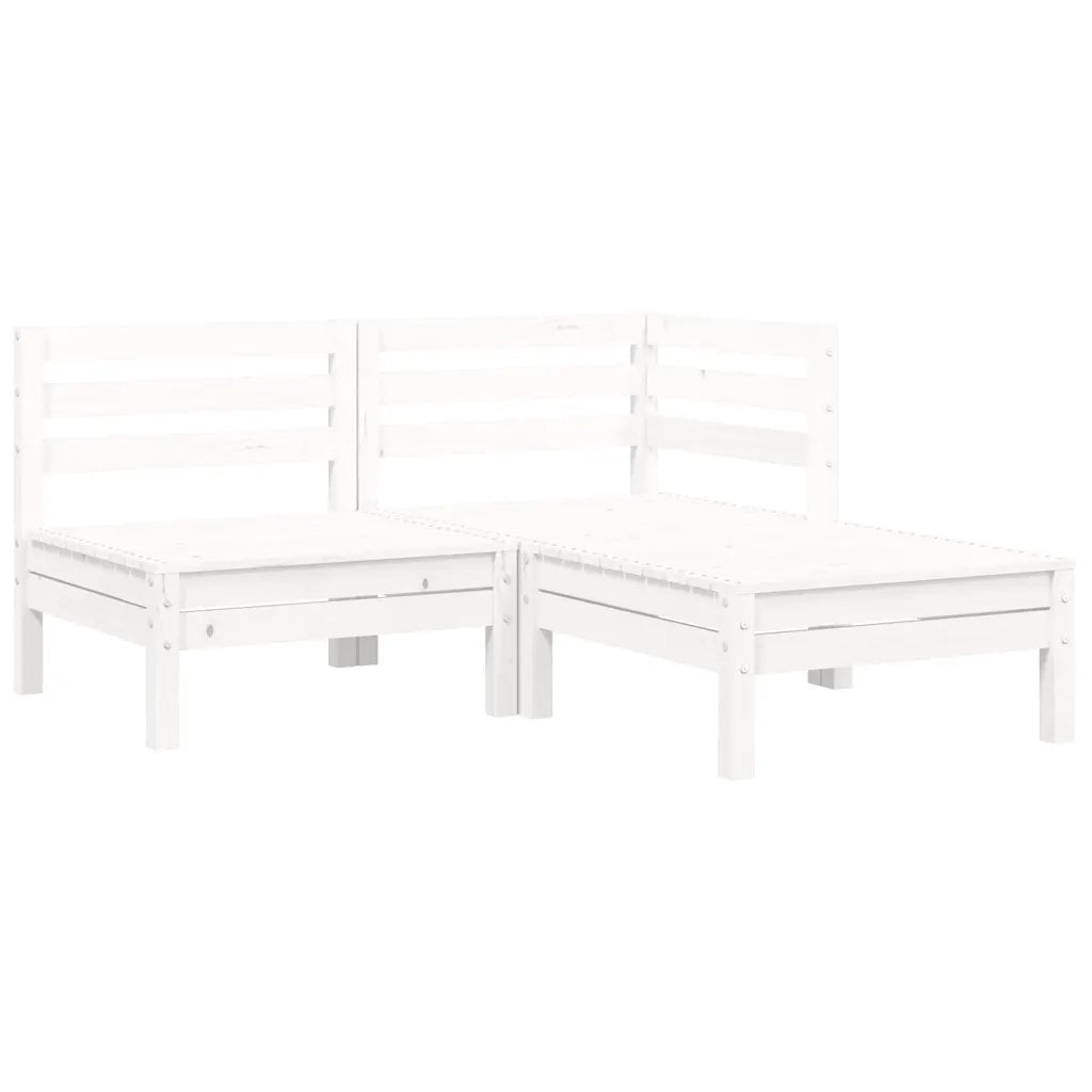 Set Divani da Giardino 3 pz con Cuscini Bianco in Massello Pino 806677