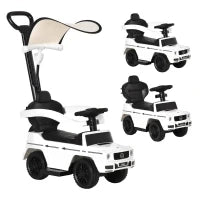 Macchina a Spinta per Bambini 12-36 Mesi con Licenza Mercedes, Tettuccio e Maniglia di Spinta, 85.5x40.5x95 cm, Bianco