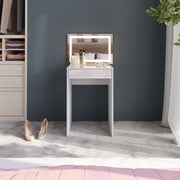 Tavolo da toeletta Sherry, Bianco/bianco lucido, 51.4 cm con specchio LED
