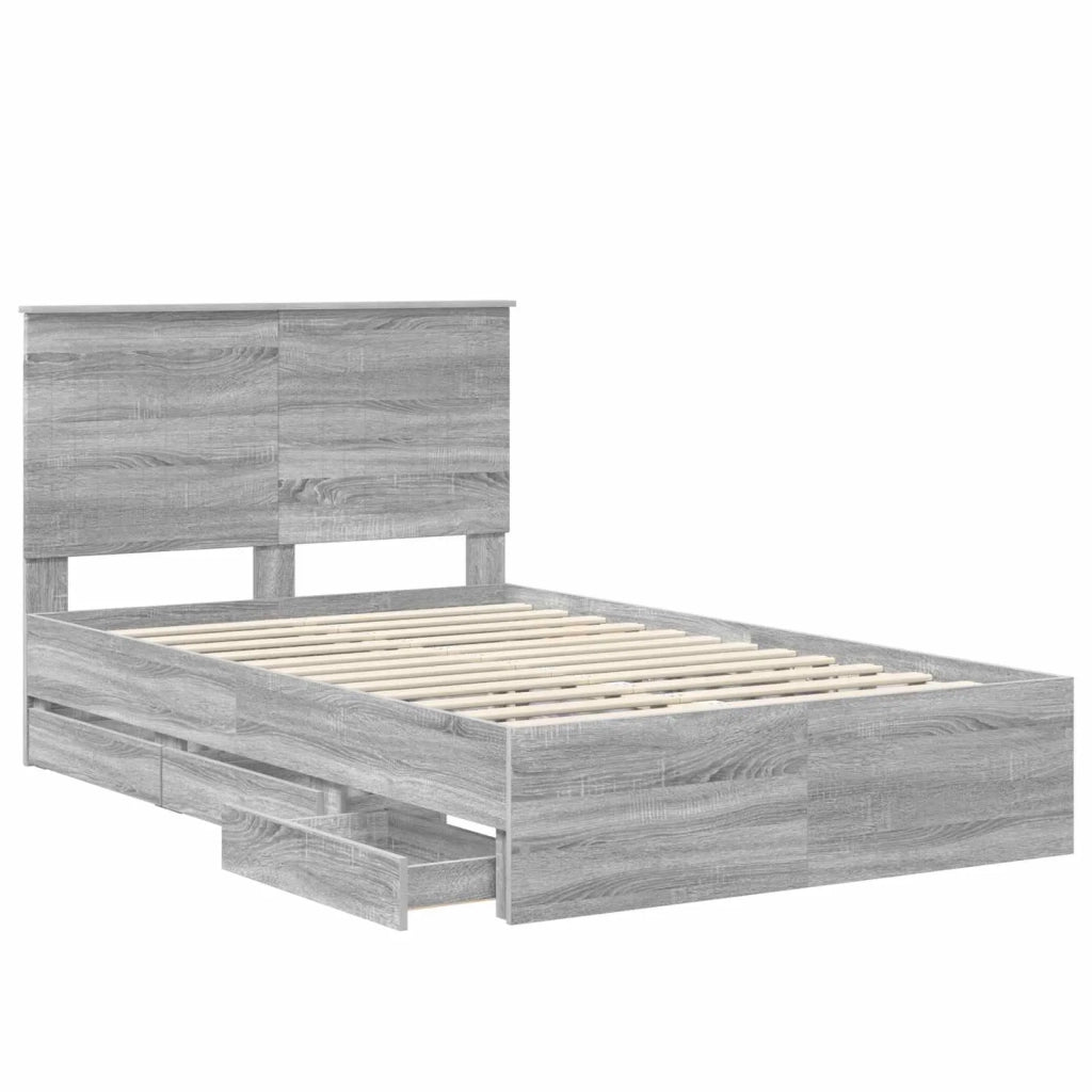 Letto matrimoniale | Letto per adulti | Struttura del letto con cassetto Grigio Sonoma 120 x 190 cm